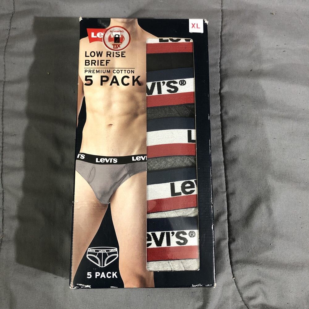 LEVI'S LOW RISE BRIEFS Size XL Underwear Premium Cotton 5 Pack Black & Gray NEW!